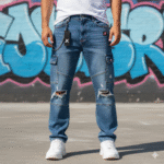 Baggy JK Printed Jeans